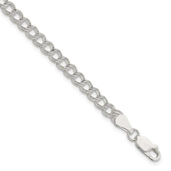 Sterling Silver 5mm Double Link Charm Bracelet QCH070