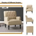 thumbnail image 4 of Faux Leather Tufted Armchair & Accent Chair with Wooden Turned Legs, Beige, 4 of 6