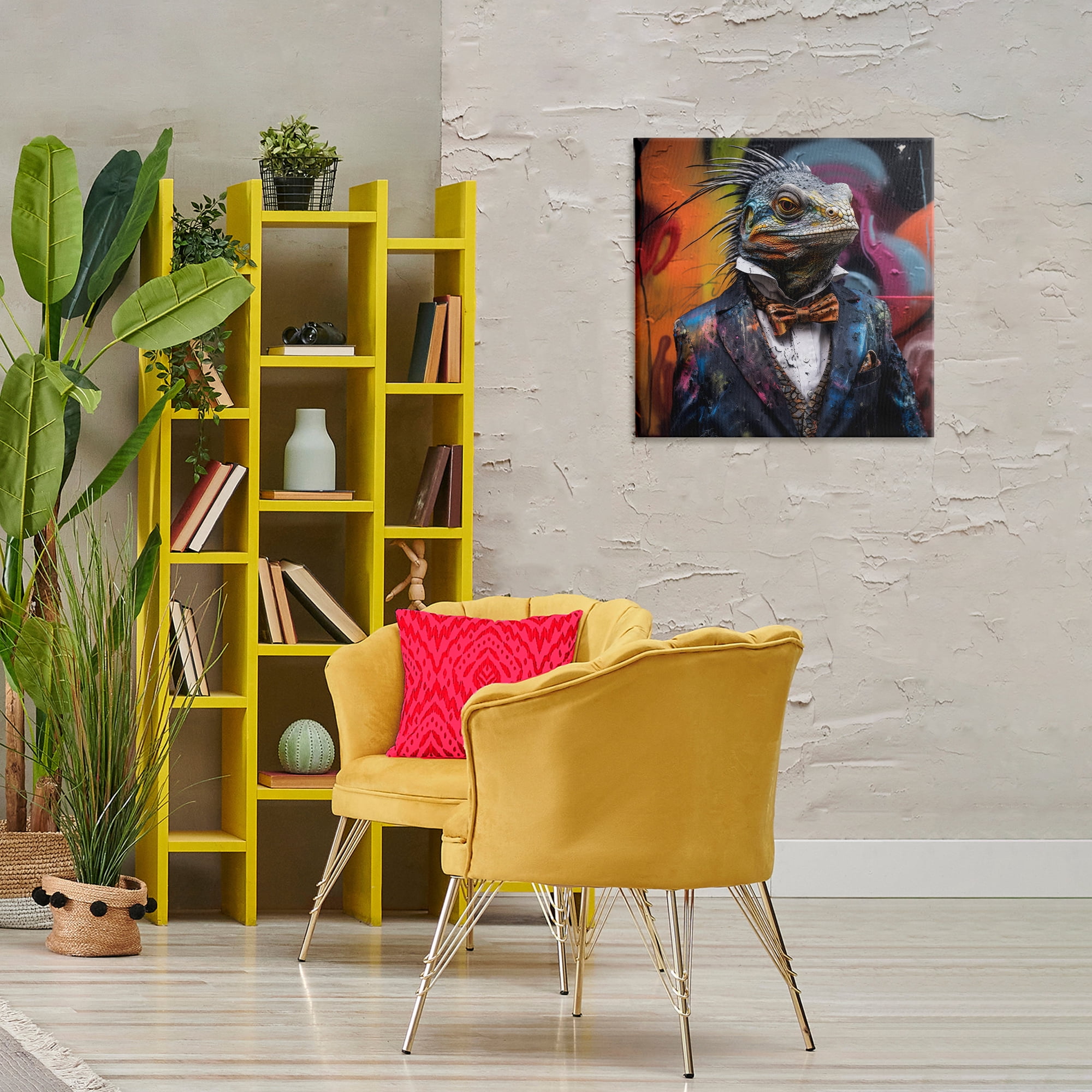 Stupell Industries Urban Graffiti Iguana Animals & Insects Painting Gallery Wrapped Canvas Art Print Wall Art, 24 x 24