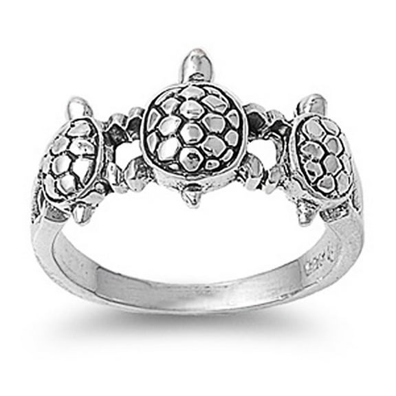 Sterling Silver Turtle Ring 10mm ( Size 5 to 9)