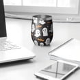 thumbnail image 3 of 12oz Stemless Wine Tumblers Halloween Ghosts and Bats Pattern Vacuum Insulated Stainless Steel Travel Tumbler Cups Mug with Lid and Straw for Champaign,Cocktail,Beer with Cleaning Brush, 3 of 5