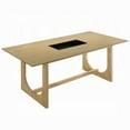 thumbnail image 3 of Yodo Rectangular Dining Table, U Sled Base, Natural Brown Wood 71 Inch, 3 of 3