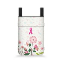COEQINE Breast Cancer Crutch Bag Pink Ribbons Underarm Crutches Attachment Hanging Pouch Compartments Adjustable Crutch Organizer Pouch Crutch Storage Case for Women Girls