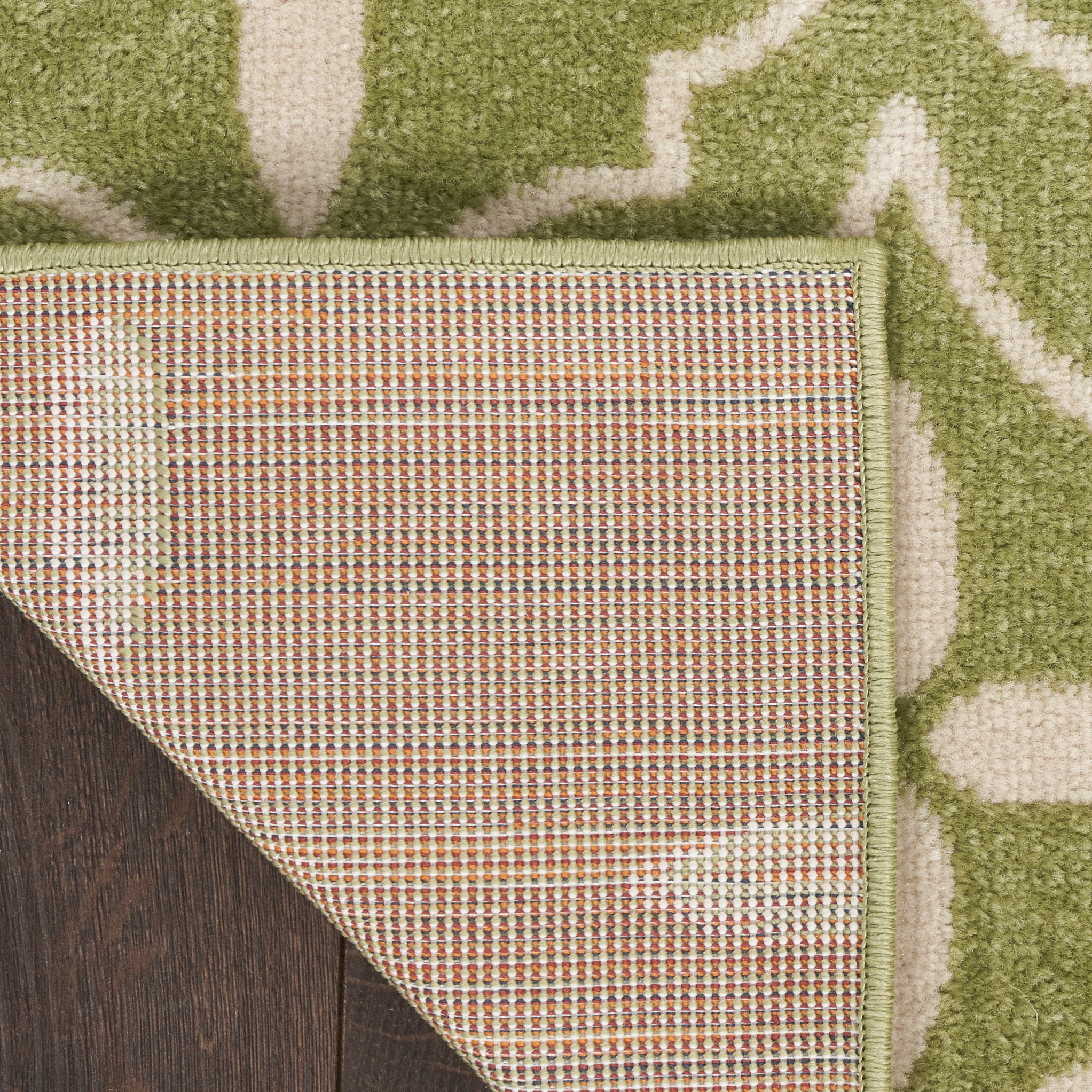 Nourison Essentials Indoor/Outdoor Green Ivory 4' x 6' Area Rug (4x6)