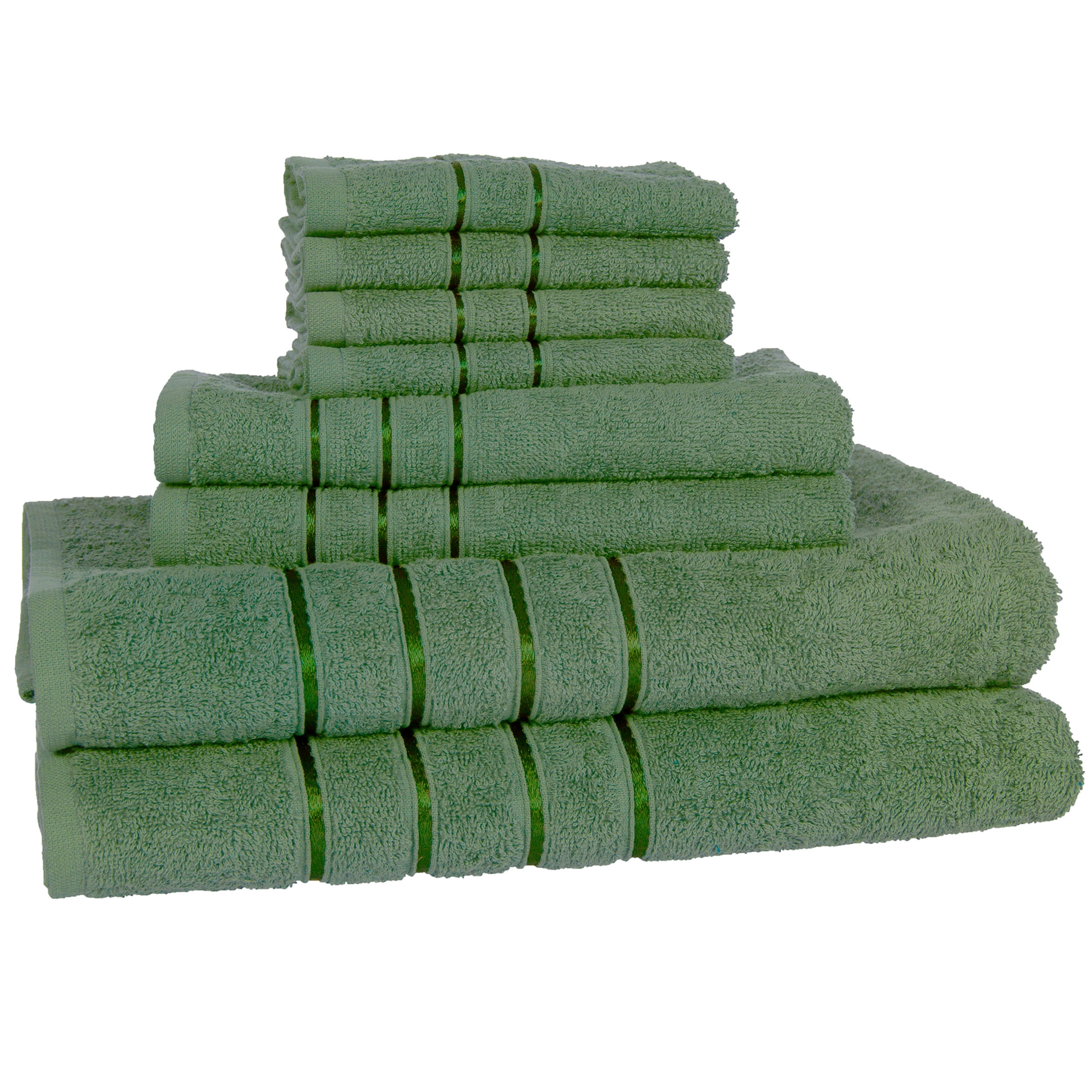 Lavish Home 8-Piece 100% Cotton Complete Plush Bath Towel Set (Green)