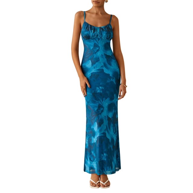 Vestido largo PRETTYGARDEN para mujer, ajustado con estampado floral, verano 2025