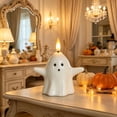 thumbnail image 4 of Halloween Ghost Lantern with Remote Control, Resin Flameless Ghost Candle with Flickering Warm LED, Tabletop Decor for Mantel Shelf Party Home, 4 of 5