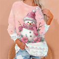 thumbnail image 5 of Christmas Sweatshirts For Women Vintage Animal Graphic Ugly Sweaters Tops Western Long Sleeve R-neck Pullover for Holiday Festive Wear,Pink,L, 5 of 5
