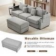 thumbnail image 4 of 95.3" Modular Sectional Sofa, Modern 3 Seat Sectional Sofa Couch with Storage Space, Movable Ottoman, 2 USB Ports, 2 Cup Holders and a Phone Holder, Lounge Cloud Couch for Living Room, Grey, 4 of 8