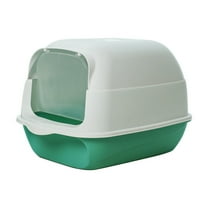 Foldable Cat Litter Box, Fully Enclosed Litter Box with Lid, Covered Kitty Kitten Litter Boxes Enclosure with Scoop, Odor Control, Easy to Clean, 3 Modes for Cat up to 12 lbs(Green)
