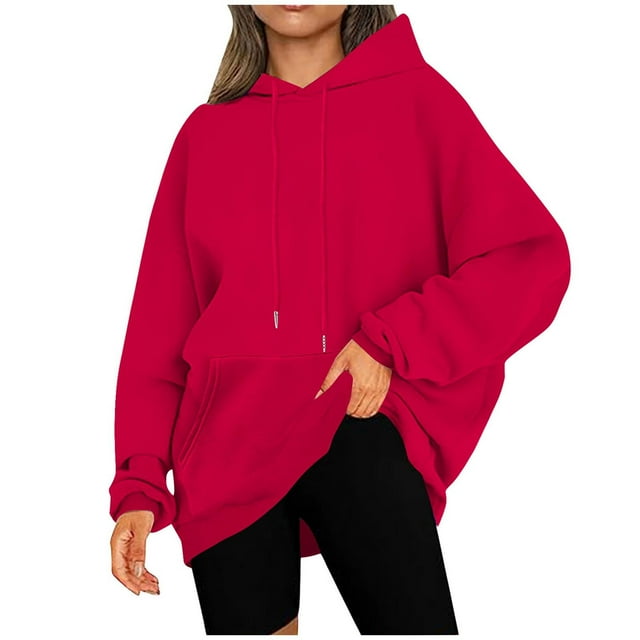 Besolor Chandails à Capuche pour Femmes Grande Taille à Manches Longues avec Cordon, Chandails à Enfiler Décontractés Amples pour l'Automne et l'Hiver