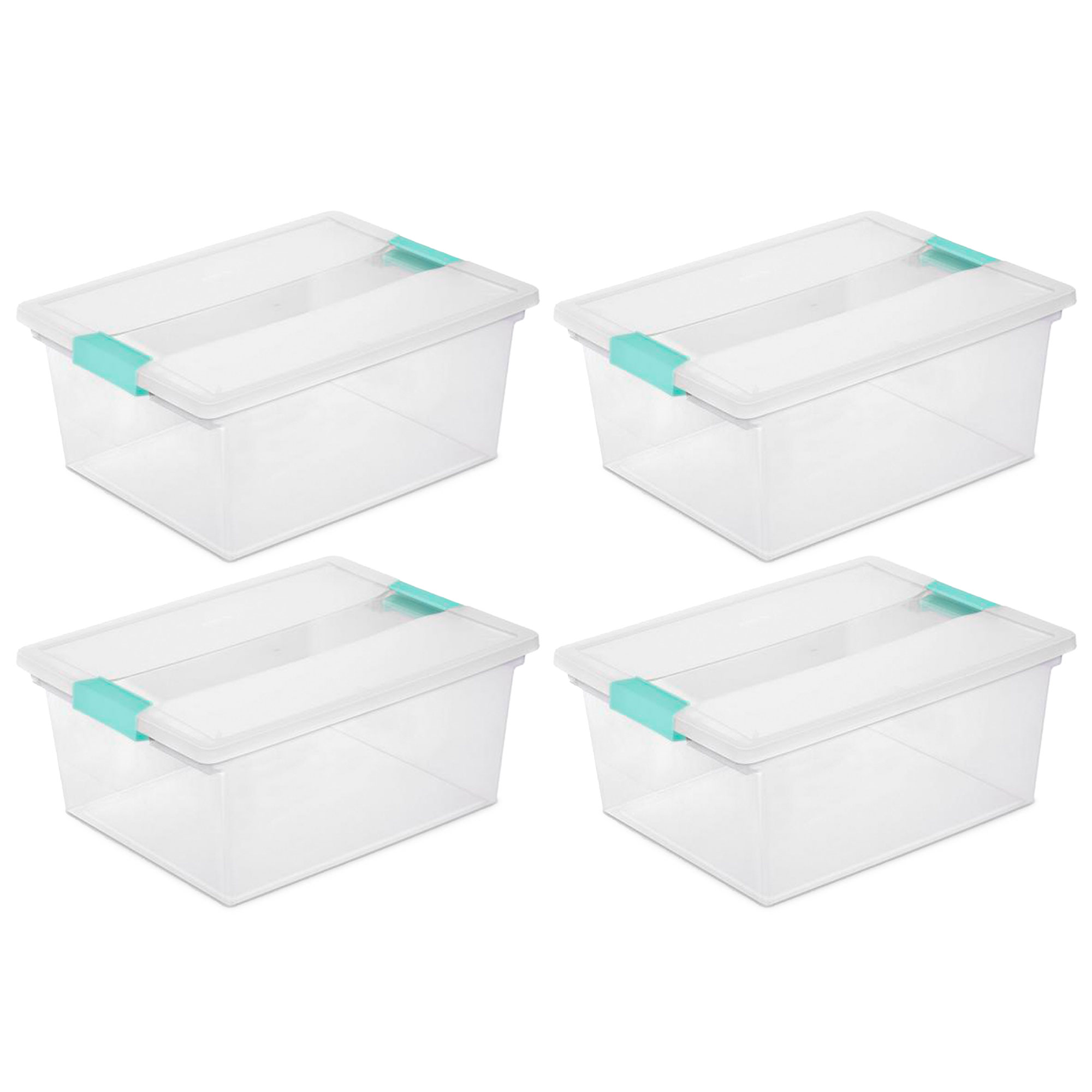Sterilite Deep Plastic Stackable Storage Bin with Clear Latch Lid, (4 Pack) 