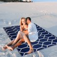 thumbnail image 2 of Outdoor Rug - Folded Design - Recycled Plastic Mat for Patio, Camping, Beach, Balcony, Porch, Deck - Weather, Water, Stain, Lightweight, Fade and UV Resistant - Miami - Navy & Creme, 2 of 5
