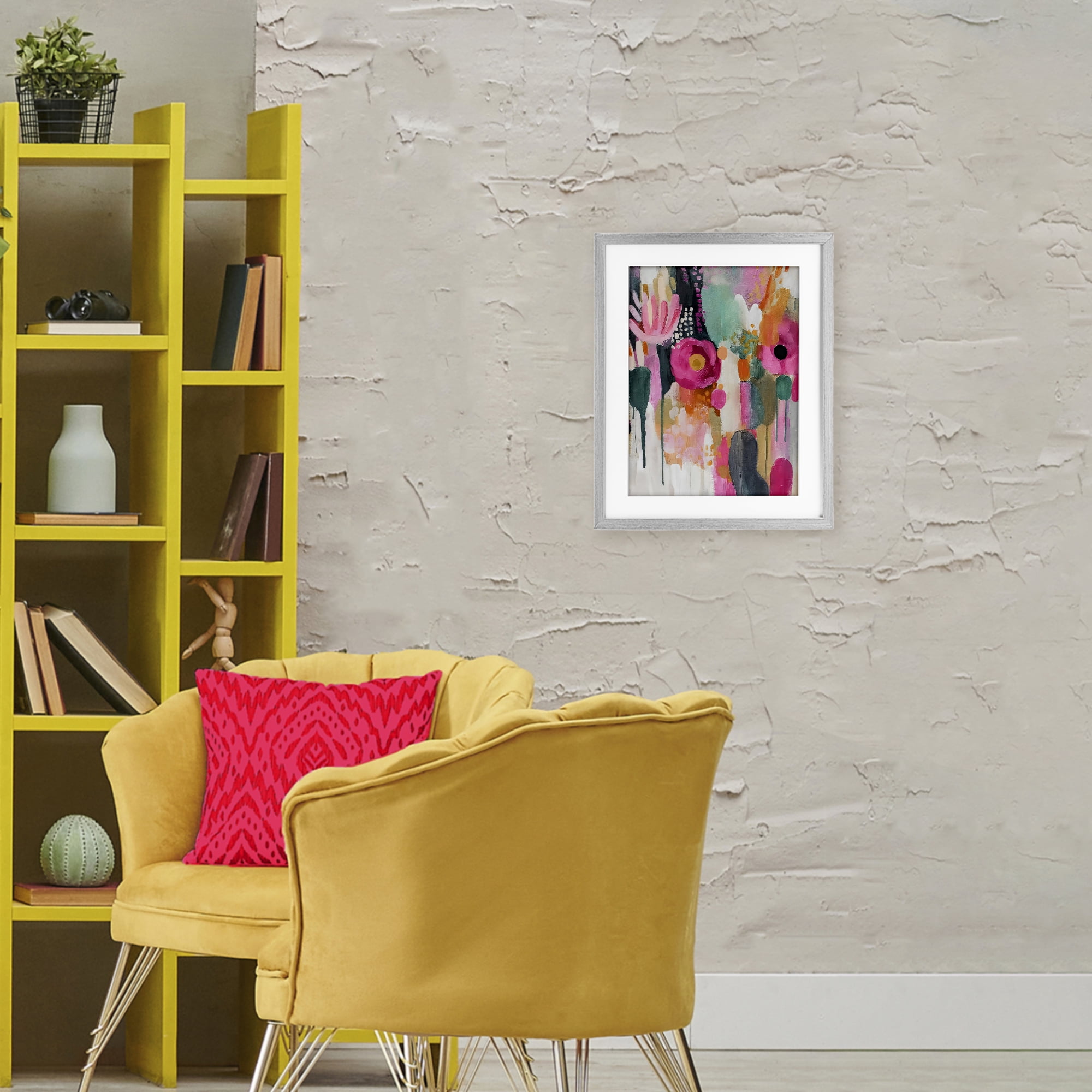 Stupell Industries Dripping Blooms Cascade Gray Framed Print Under Glass, design by Riley B