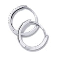 thumbnail image 5 of Skinny White Gold Plated 925 Sterling Silver Men Women Lightweight Iced Cz Thin Hoop Earrings, 5 of 5