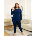 TIYOMI Plus Size Navy Blue Thermal Underwear For Women Crewneck Thermal