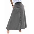 thumbnail image 3 of Women Button Down Maxi Skirts High Waist A-Line Pleated Long Skirts with Pockets Gray S, 3 of 7