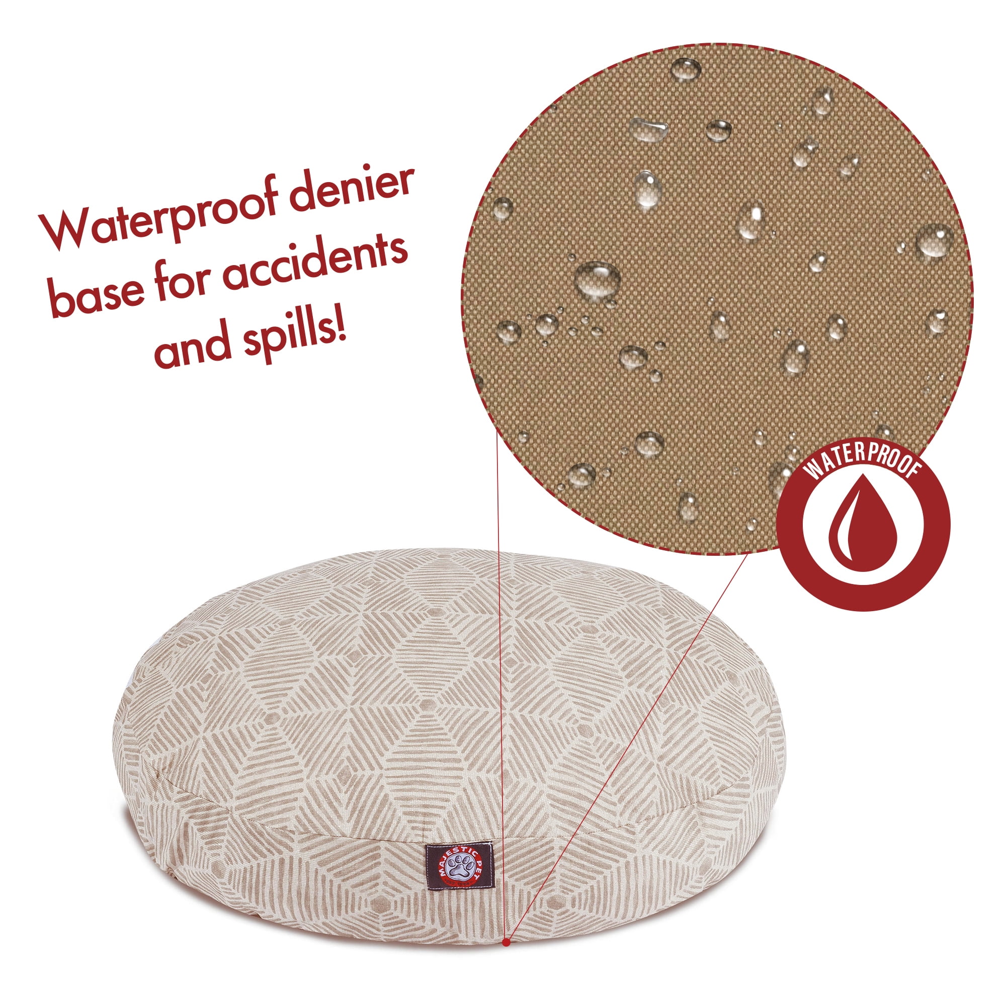 Majestic Pet Charlie Round Dog Bed Cotton Twill Removable Cover Machine Washable