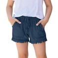 thumbnail image 2 of Afuyipoi ​Girls Soft Cotton Denim Shorts（4-14 Years）, Toddler Cute Summer Jeans Shorts with Elastic Waist and Pockets Navy Size 5, 2 of 9