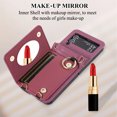 thumbnail image 4 of Allytechgroup Stylish Wallet Phone Case for Samsung Galaxy Z Flip 4 5G, Crossbody Shoulder Strap Make-up Mirror Ring Holder Stand Card Holders Shockproof Case for Girls Women, Winered, 4 of 7