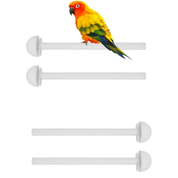 8-Inch White ot of 4 Bird Parrot Cage Universal Heavy Duty Plastic Stand Perches Holders