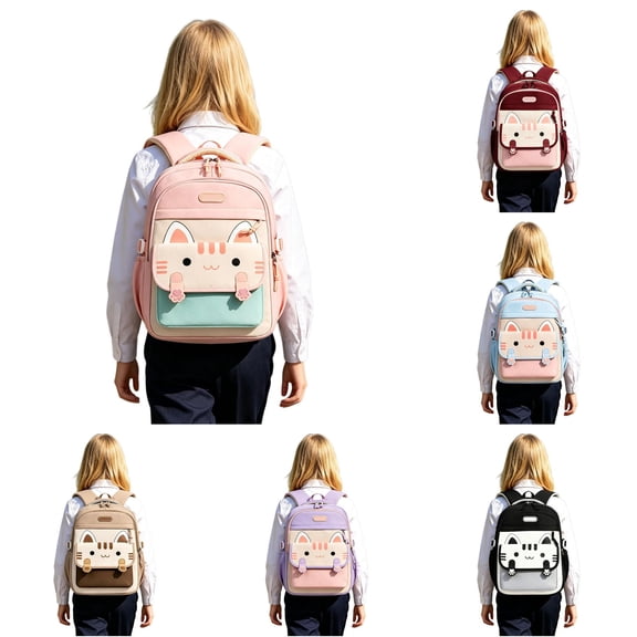 WAYUTE Kids Backpack Back to School Backpacks with Cute Cat Design Breathable Waterproof Lightweight Large Capacity Bookbag Casual Outdoor Travel