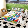 thumbnail image 2 of Erosebridal Letter U Soccer Ball Print Full Size Sheets, Sports Monogram Bed Sheets for Kids Boys and Girls, 1 Flat Sheet, 1 Fitted Sheet and 2 Pillowcases, 2 of 6