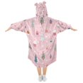 thumbnail image 2 of Wearable Blanket with Sleeves and Pocket Oversized Hooded Sweatshirt 3-14 YR Pink Christmas Pattern S, 2 of 7