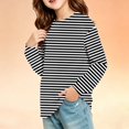 thumbnail image 2 of Tunic shirts for Girls Crewneck Striped Print Shirts Long Sleeve Color Block Sweatshirt Pullover Fashion Spring Outfits Clothes, 2 of 6