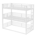 thumbnail image 4 of Twin XL over Twin XL over Twin XL Bed Frame, Metal Triple Bunk Bed with Safety Guardrails, Heavy-duty Triple Bed with Noise-reduced Design, White, 4 of 9