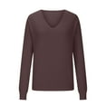 thumbnail image 3 of Womens Knitted Fall Sweater, Long Sleeve Pullover for Women Fashion Loose Fit Solid Color V Neck Sweaters Plus Size, 3 of 5
