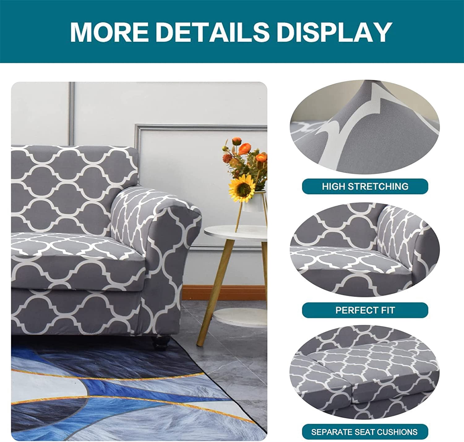 CHUNTIAN 2 Piece Chair Covers Printed Sofa Covers Couch Covers Washable Armchair Sofa Couch Slipcover Furniture Protector with Elastic Bottom for Living Room (Armchair, 20), Small