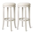 thumbnail image 1 of Maven Lane Eva Bar Stool. White Oak w/ Natural Color Fabric Upholstery, Set of 2, 1 of 6