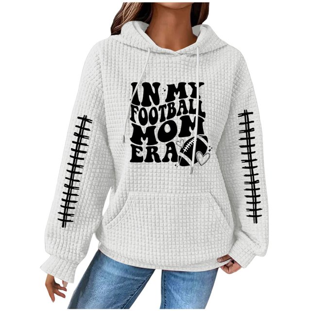 WEAIXIMIUNG Sweat-Shirt Rouge Femme Décontracté Football Sweat-Shirts Blouse Chemise Graphique Imprimé à Capuche Manches Longues Pull Sweat-Shirts