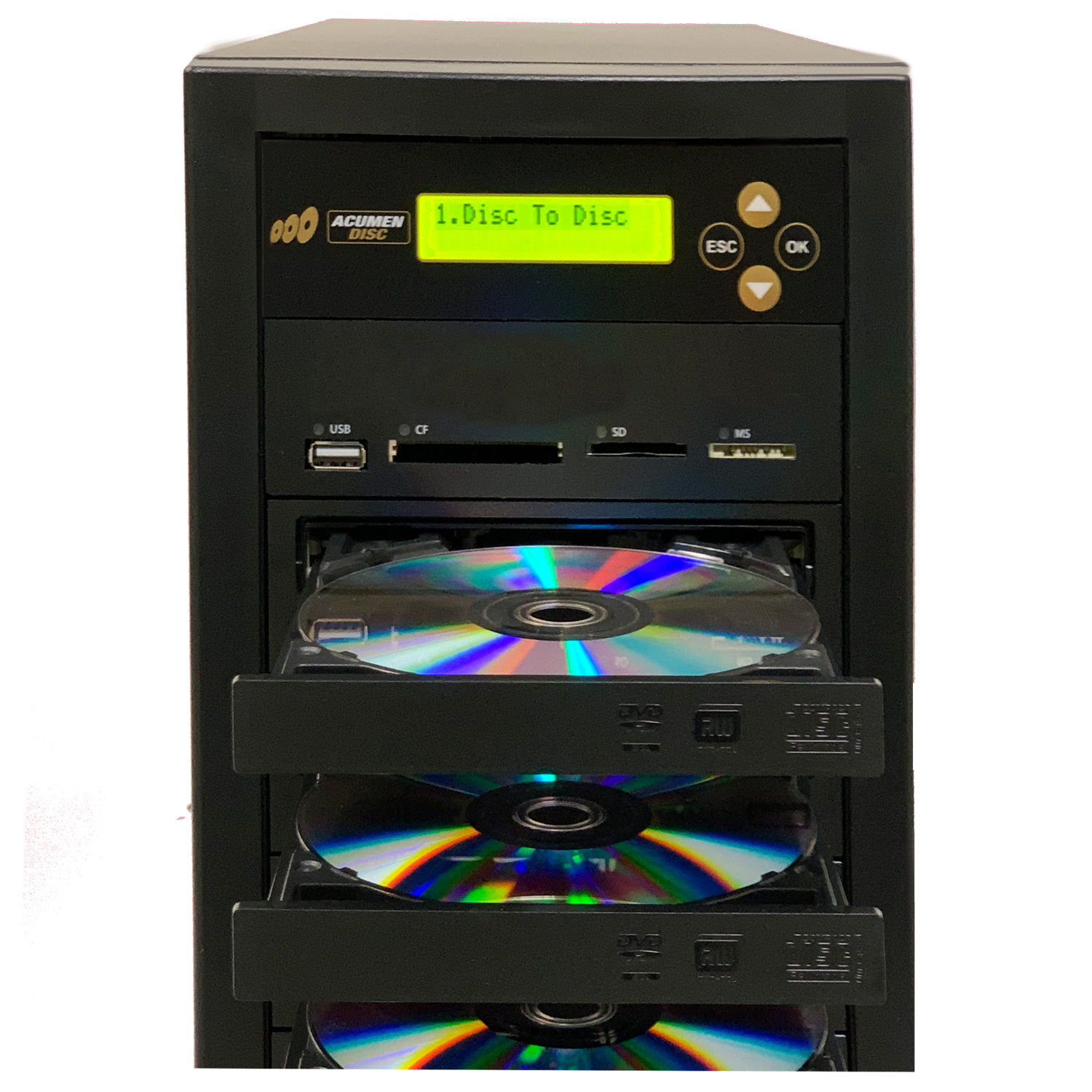 Acumen Disc 1 to 2 Flash Media (CF / SD / USB / MMS) to Multiple (DVD/CD) Discs Copier Duplicator Tower System - image 3 of 7