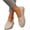 Beige, variant on Women's Casual Slip On Shoes Comfortable Flat Loafers Breathable Fabric Upper Woven Sole Lightweight Walking Flats