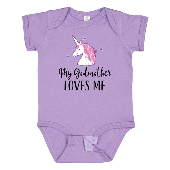 Inktastic Godmother Loves Me Unicorn Girls Girls Baby Bodysuit