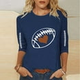 thumbnail image 2 of Sexlip Football Shirts for Women Plus Size Graphic Print Pullover Shirts Casual 3/4 Length Sleeve Crewneck Fall Fashion Tops Blue S, 2 of 4