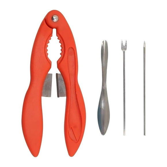Stainless Steel Crab Cracking Tool Set, Detachable Shellfish Scissors and Forks for Seafood, Portable Kit for Lobster or Crab Legs