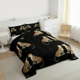 thumbnail image 3 of Manfei Chic Leopard Cheetah Queen Comforter Set, Aesthetic Black Brown Bedding Sets, Safari Wildlife Bedding Comforter Set, Microfiber Bedroom Decor, Reversible 3pcs, 3 of 8