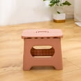 thumbnail image 1 of Taburete plegable con escalón, taburete de plástico portátil resistente que ahorra espacio para adultos y niños, color rosa nude, 1 of 5