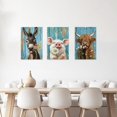 thumbnail image 3 of ZHONGYUTONG 3 Piece Farm Animal Wall Art Funny Highland Cow Donkey Pig Painting Animal and Flower Pictures Farmhouse Canvas Prints Home Decor Framed (16.00" x 24.00" x 3PCS), 3 of 5