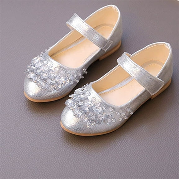 Cxenplz Girls Classic Slip on Mary Jane Ballet Flats Glitter Wedding Party Bridesmaids Flower Girl Princess Dress Shoes