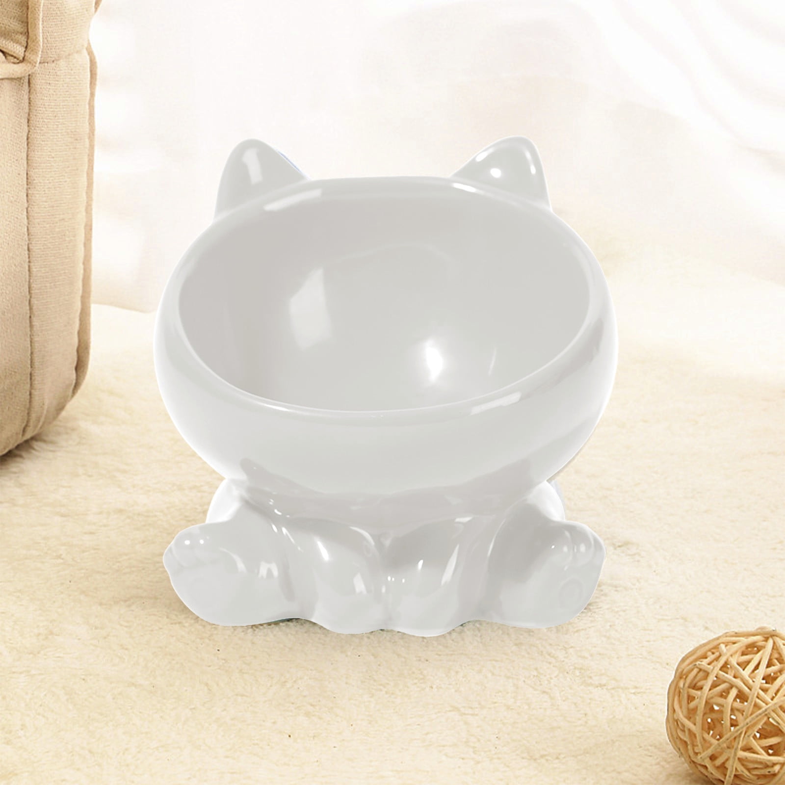 Pet Bowl, Elevated Ceramic Cat Bowl, Reducing Neck Bending and Pressure, for Indoor Cats and Small Dogs Food Bowls, 4x5in