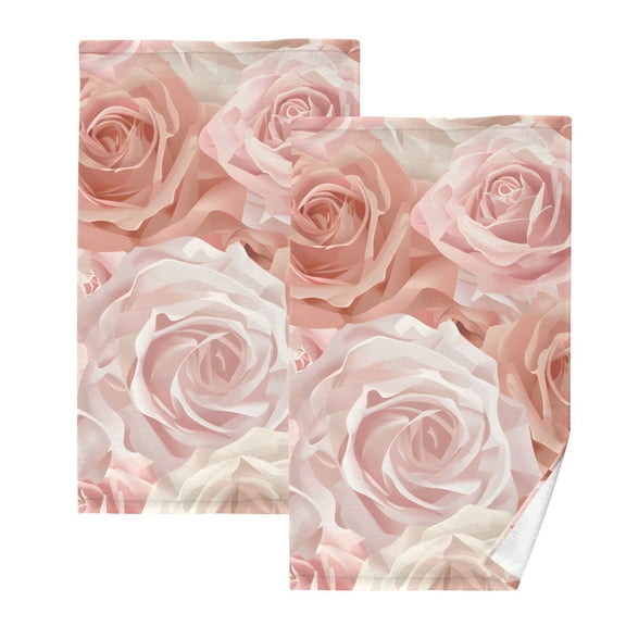 Roses Pink Hand Towel Bath Towels Face Towels Cotton Absorbent for Home Hotel Spa Swimming Yoga Sports Decorative Towel Set of 2