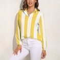 thumbnail image 3 of Yellow And White Vertical Stripes Long Sleeve Blouse Woman Streetwear Casual Shirts Summer Oversize Woman Streetwear Clothing Birthday Present, 3 of 7