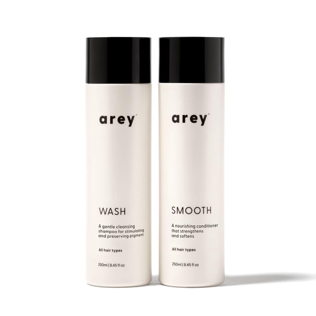 Dúo de Ducha Arey | Champú de lavado y acondicionador suave | Retrasar + Reducir los signos del envejecimiento de las canas | Retiene la humedad y promueve la suavidad | Vegano, sin gluten y sin cruel