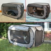 SportPet Designs Medium Soft-Sided Pop-Open Cat & Dog Travel Kennel, Gray