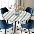 thumbnail image 5 of Elastic Fitted Round Tablecloth, Sage Green Stripe Waterproof Stretch Table Cover for 45"-54" Tables, Geometric Grey White Vertical Striped Washable Outdoor Tablecloths for Patio, Picnic, Camping, 5 of 9