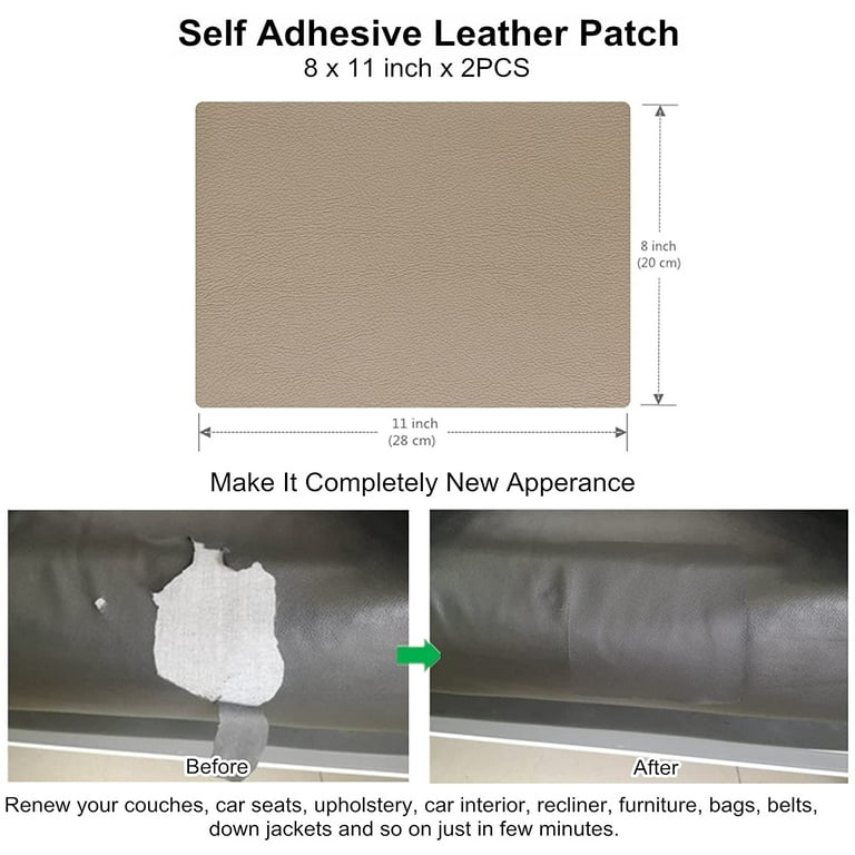 Leather Repair Patch Self-Adhesive Couch Patch 8 11 inch Strong Adhesion  Adhesive Multiple Colors Leather Repair Kit for Couch Car Seats. Bonded  Leather Repair (8 11 inch / 2 pcs White) 8 11 inch / 2 pcs White